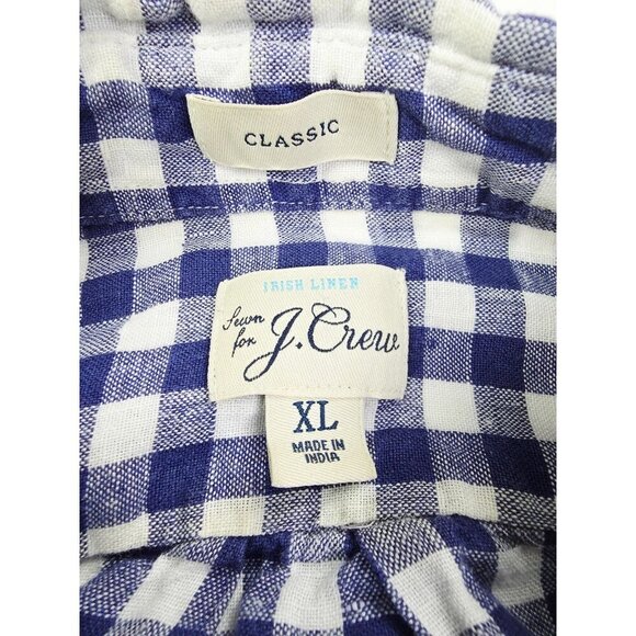 J. Crew Classic Baird Mcnutt Irish Linen Size XL Mens Blue White Check Shirt - Picture 5 of 11